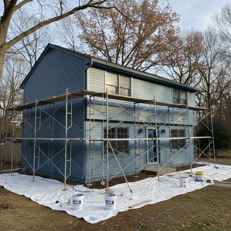 Blue Siding Installation